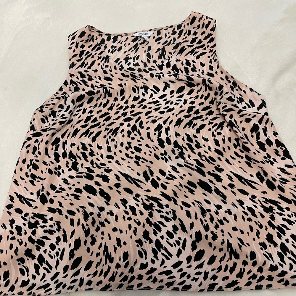 Nine West Cream and Black Animal Print Blouse